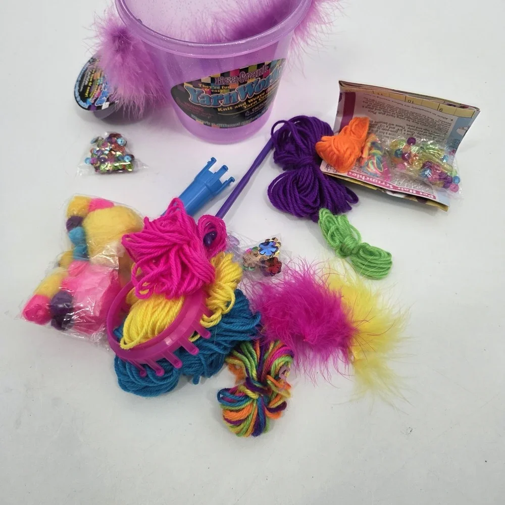Vintage 1990s Lisa Frank YarnWorks Craft Bucket Set RARE 90s Angel Cat
